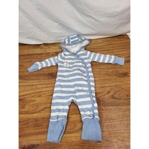 Under the Nile Baby Boy NB-3M One Piece Outfit Blue/White Long Sleeve/Pant Lined